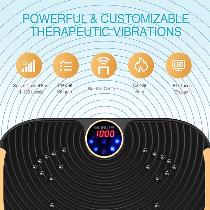 AXV Vibration Plate Exercise Machine Whole Body Workout Vibrate Fitness Platform Lymphatic Drainage Machine for Weight Loss Shaping Toning Wellness Home Gyms Workout