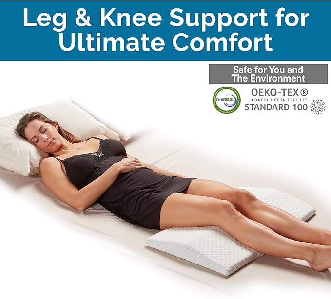 ComfiLife Lumbar Support Pillow for Sleeping Memory Foam Pillow for Back Pain Relief - Side, Back and Stomach Sleepers- Triangle Wedge Pillow - Bed Rest Pillow - Medium-Soft (White, Standard)