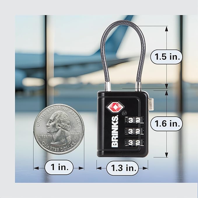 Brinks TSA Accepted Indicator Luggage Lock, Black - Ressetable Combination, New More Secure TSA008 Key, 2 Pack