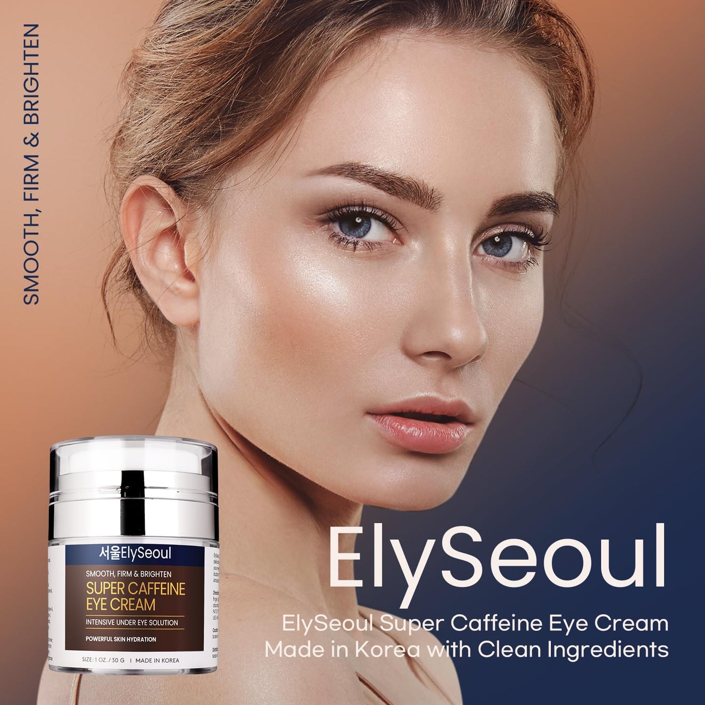 ElySeoul Korean Caffeine Collagen Eye Cream: Puffiness & Dark Circles Under Eye Treatment - Anti-Aging with Peptides & Hyaluronic Acid, 1 oz / 30g