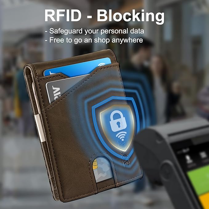 Airtag Wallet for Men,with Money Clip 11 Cards Slim Front Pocket Leather RFID Blocking Wallet with Gift Box