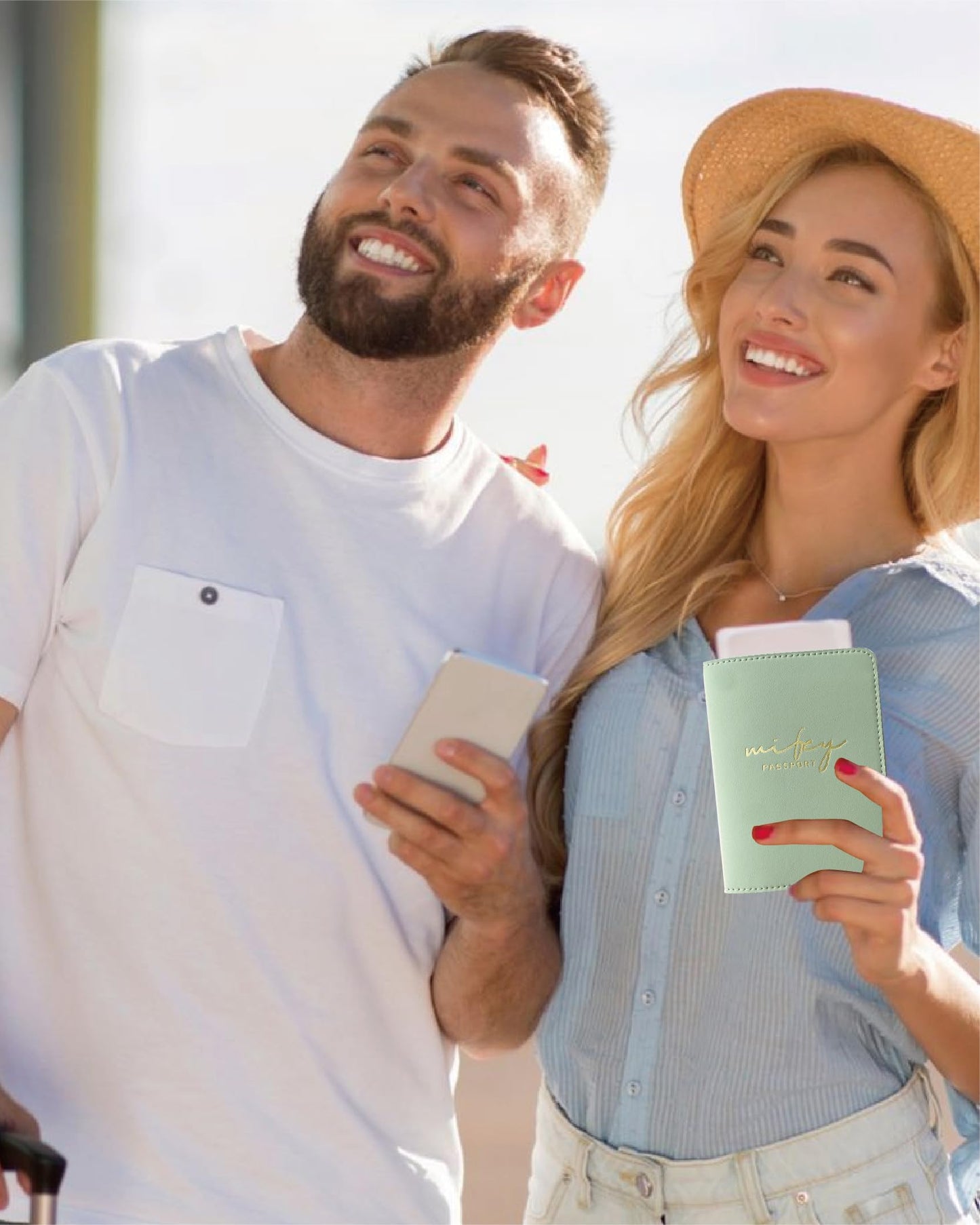 GroomBrideGifts Hubby and Wifey Passport Holder - Engagement Gifts for Couples | Wedding Travel Essentials for Couples | Honeymoon Gifts for Newlyweds