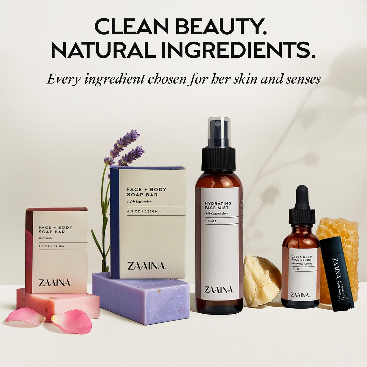 ZAAINA Spa Gift Basket for Women – Luxury Self Care Kit with Face Mist, Glow Serum, Soaps & Lip Balm – Natural Handmade Pampering Care Package for Women – Birthday & Relaxation Spa Basket (Deluxe Set)