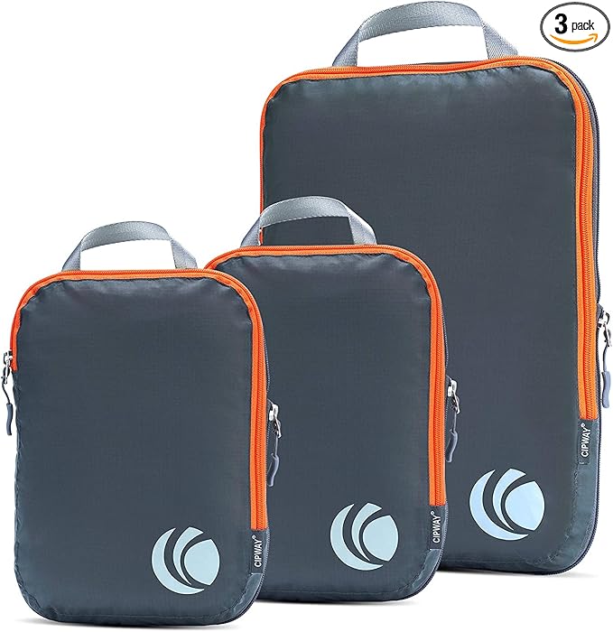 Cipway Compression Packing Cubes Set, Ultralight Expandable Travel Packing Organizers for Carry on Luggage (Grey 3pcs)