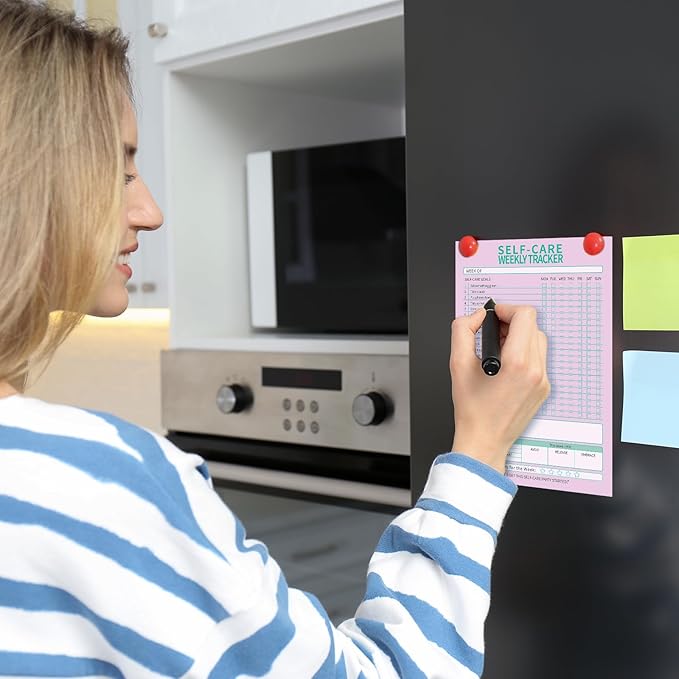 Cholemy 4 Pcs 240 Sheet Daily Checklist Weekly Tracker Pad 6 x 9 Inch Undated Notepad Productivity Schedule for Organizing Goals Mental Health Wellness Meal Prep Planner, 4 Colors (Self Care)