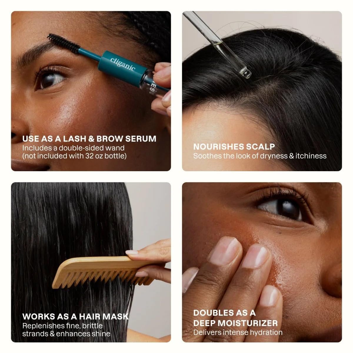 Cliganic Organic Castor Oil, 100% Pure (2oz Glass Bottle with Eyelash Kit) - For Eyelashes, Eyebrows, Hair & Skin (Packaging May Vary)