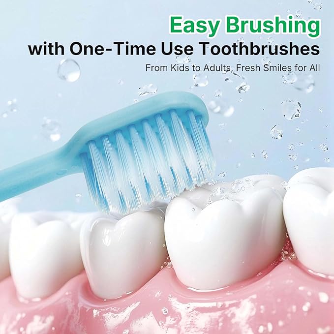 50 Pack Disposable Toothbrushes with Toothpaste, Individually Wrapped Soft Bristle Travel Toothbrush Bulk, Hotel Guest Amenities, Mint 3g Toothpaste Set for Camping, Donation & Oral Care Kit