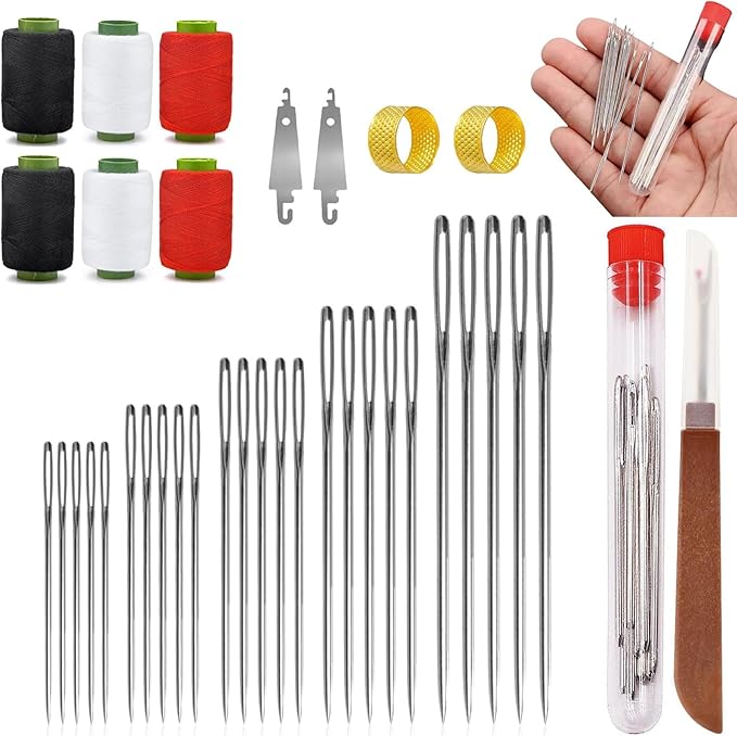 37PCS Sewing Tool Set, Needles Thread Hand Repair Tools, Portable DIY Hand Made Craft Set, Sewing Working Kit for Beginners, Professional DIY Lovers (1SET)