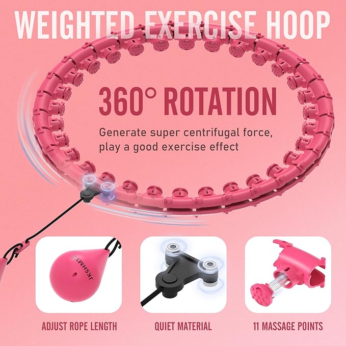 JKSHMYT Weighted Hula Circle Hoops for Adults Weight Loss, Infinity Fit Hoop Plus Size, 30 Detachable Links, Exercise Hoop for Women and Beginners