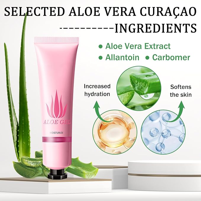 Aloe Vera Gel for Sunburn Relief,Hydrating Travel Size Aloe Vera Gel for Face,Moisturizing Sunburn Relief After Sun Lotion,Fast Absorbing,Non-Sticky Cooling After Sun Lotion Face Moisturizer (B)