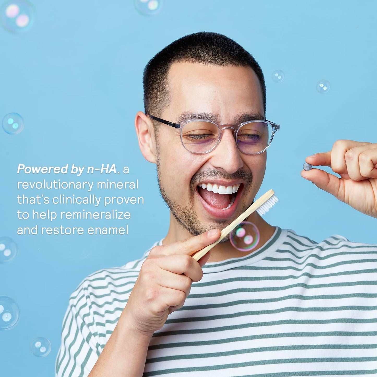 HUPPY Toothpaste Tablets, Nano Hydroxyapatite - Natural Whitening, Fluoride Free and Remineralizing - Travel Tabs, Strawberry Flavor, 62 Count