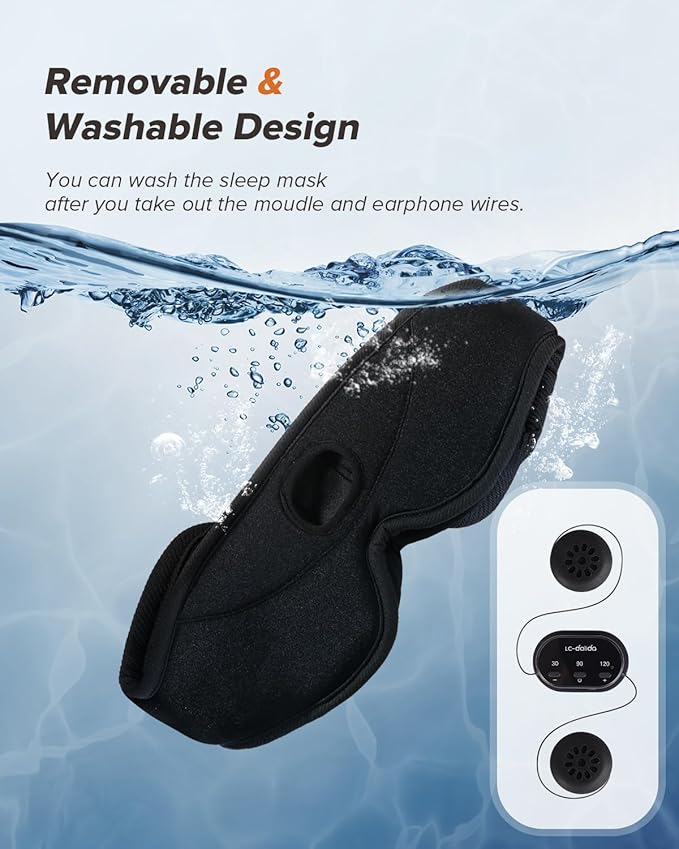 LC-dolida Sleep Headphones, White Noise Bluetooth Sleep Mask 3D Wireless Eye Mask for Sleeping, Sleep Mask with Bluetooth Headphones for Side Sleepers Travel Yoga, Cool Gifts for Men Women