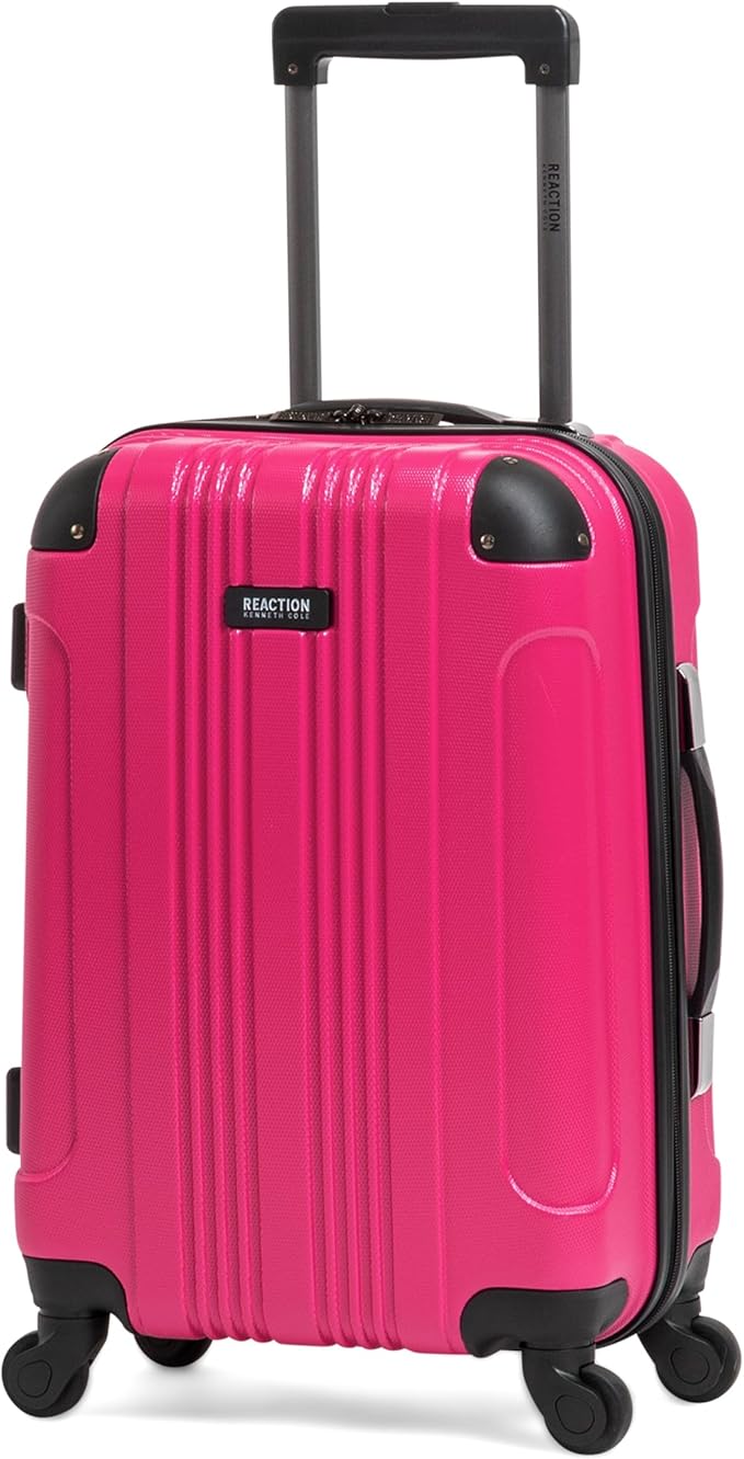 Kenneth Cole REACTION Out of Bounds Lightweight Hardshell 4-Wheel Spinner Luggage, Magenta, 20-Inch Carry On