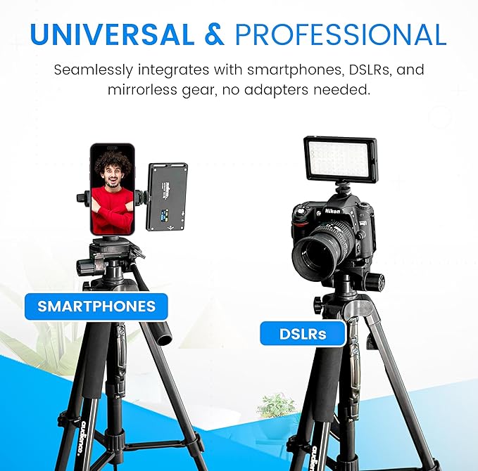 Audience Professional Mobile Creator Kit - 72" Adjustable Tripod with Monopod, LED Fill Light, Dual Lavalier Microphones, Rotating Phone Mount, Bluetooth Remote & Travel Case