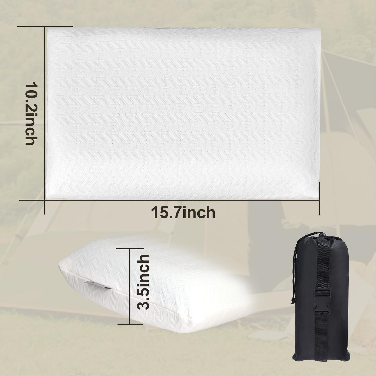 Vekkia Travel Pillow, Memory Foam Pillow Compressible Camping Pillow with Washable Cover,Ergonomic Supportive Pillow for Sleeping Ideal for Adults Kids Travel, Hiking, Airplane and Car-S