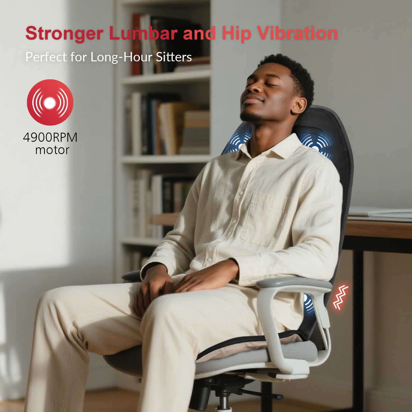 COMFIER Back Massager Seat Cushion with Heat,10 Vibration Motors, Massage Chair Pad,Chair Massager for Pain Relief at Office/Home