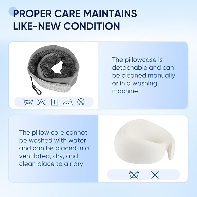 Compact Travel Pillow with Adjustable Strap & Washable Cover, Portable Neck Pillow Airplane with Case & Hook, Chin Support Pillow Relieves Pain & Pressure for Quick Trips, Office, Car & Home Use