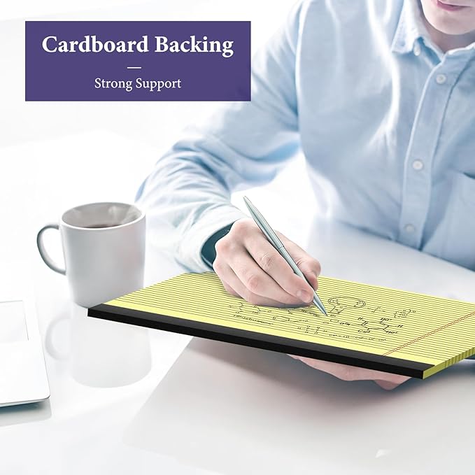 6 Pack Note Pads 11" x 9.5" Colored Legal Pads College Ruled Pink Notepad Perforated Writing Pads 80GSM Lined Paper Pads of College Ruled Paper 30 Sheets Notebook To Do List for School, Office, Home