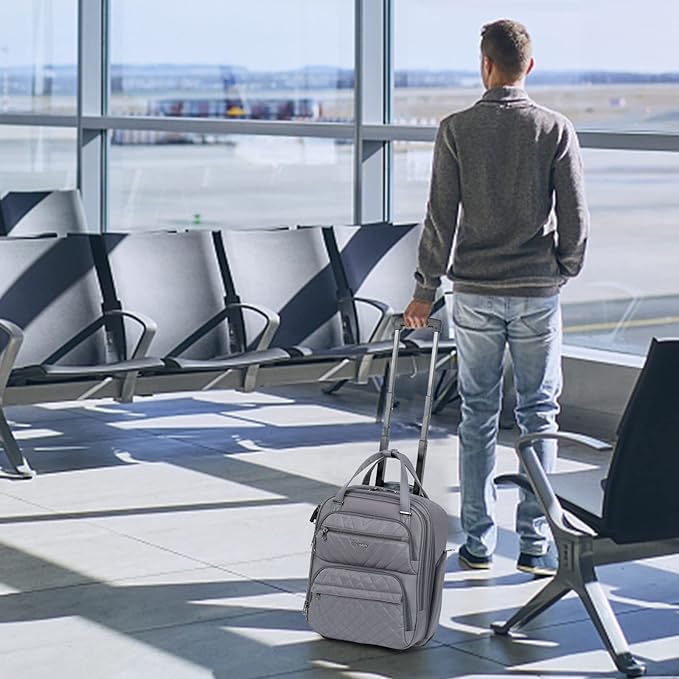 KROSER Carry On Underseat Multi-functional, 16-inch Underseater Lightweight Overnight Suitcase for Men Women, Grey