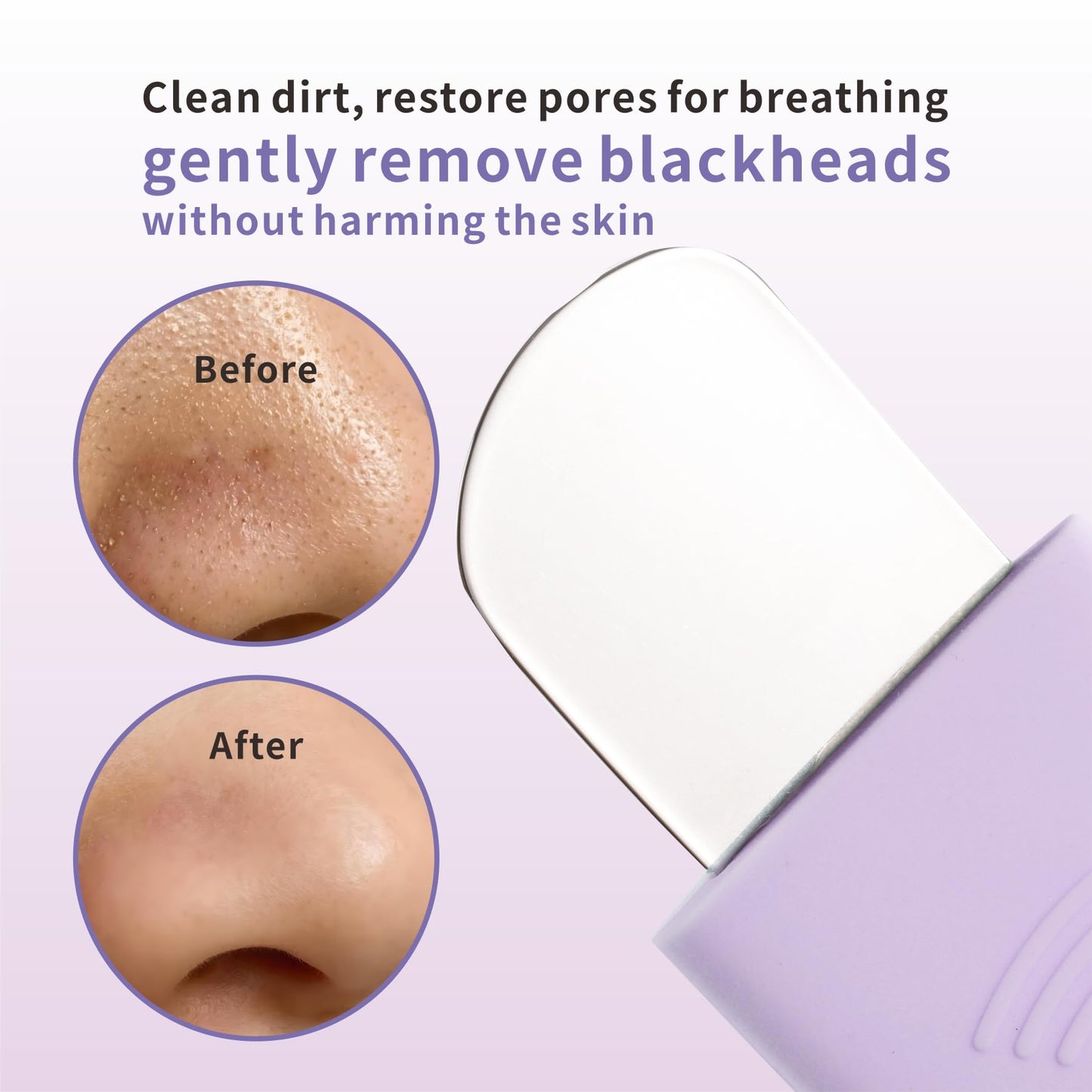 Blackhead Remover Tool,Silicone Face Scrubber, 2 in 1 Nose Pore Brush Scraper for Deep Cleansing,Face Skin Spatula, Nose Black Head Remover, Pore Cleaner Skin Care Tool for Men Women (Purple)