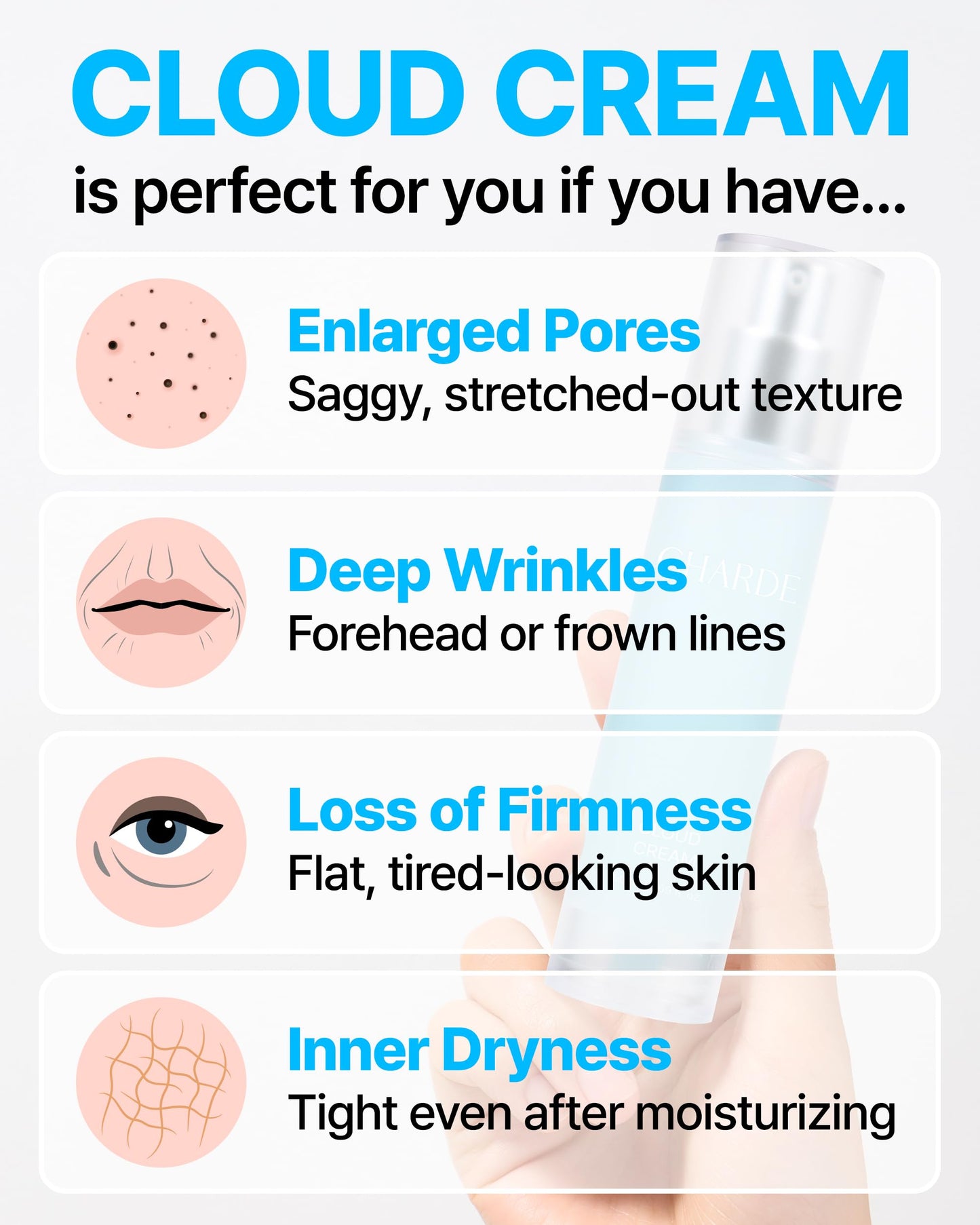 CHARDE Cloud Cream, Advanced Firming Cream for Face and Neck | Anti-Aging Moisturizer with Human Stem Cell, Peptides & Collagen for Deep Wrinkles, Fine Lines & Sagging Skin | Korean Skin Care