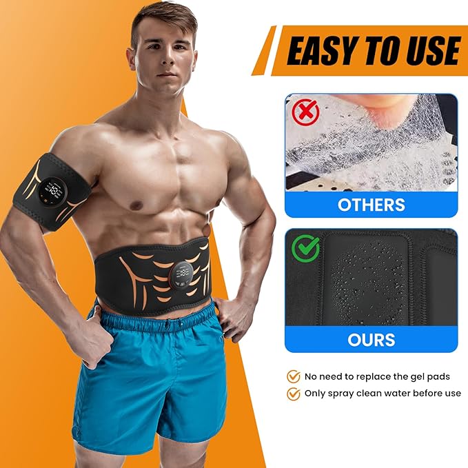 Ab Stimulator Muscle Toner Belt - Power Ab Electronic Muscle Stimulator with 6 Modes 18 Intensity Levels, Ab Stimulator for Men & Women - Abdominal Muscle Stimulator Belt for Home, Office, Gym 3 Pack