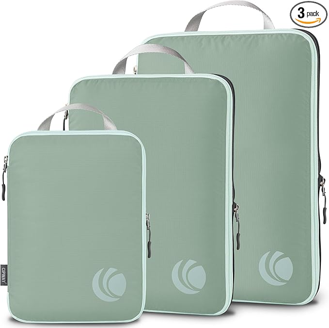 Cipway Compression Packing Cubes, Ultralight Luggage Organizer Bags, Travel Essentials for Carry on Suitcase (3 Piece,Sage Green)