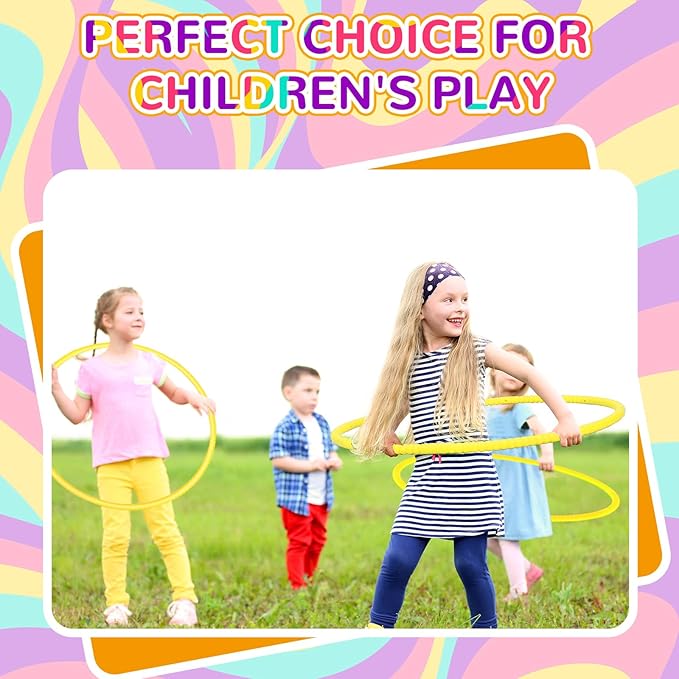 2 Pcs Toy Hoop Exercise Hoop Detachable Adjustable Plastic Toy Ring Playground Equipment for School Colored Circles Exercise Ring for Teens Dog Agility Equipment(Yellow,23 Inch)