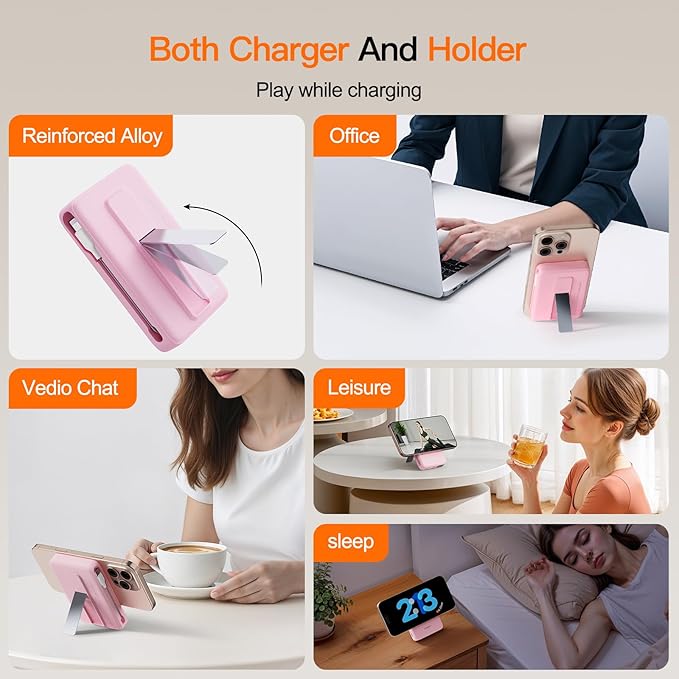 2025 Latest Portable Charger, 16800mAh Magnetic 15W Wireless Power Bank with 2 Built in Cables, LED Display Battery Pack Travel Essentials for iPhone 17/16/15/14/13/12/Pro/Mini/Pro Max