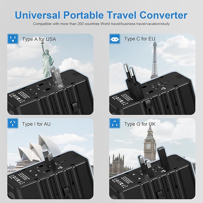 220v to 110v Converter and Adapter for Travel: International Universal Plug Adapters and Voltage Converters for Hair Dryer - High Power Transformer and Adaptor for US to European Italy UK EU