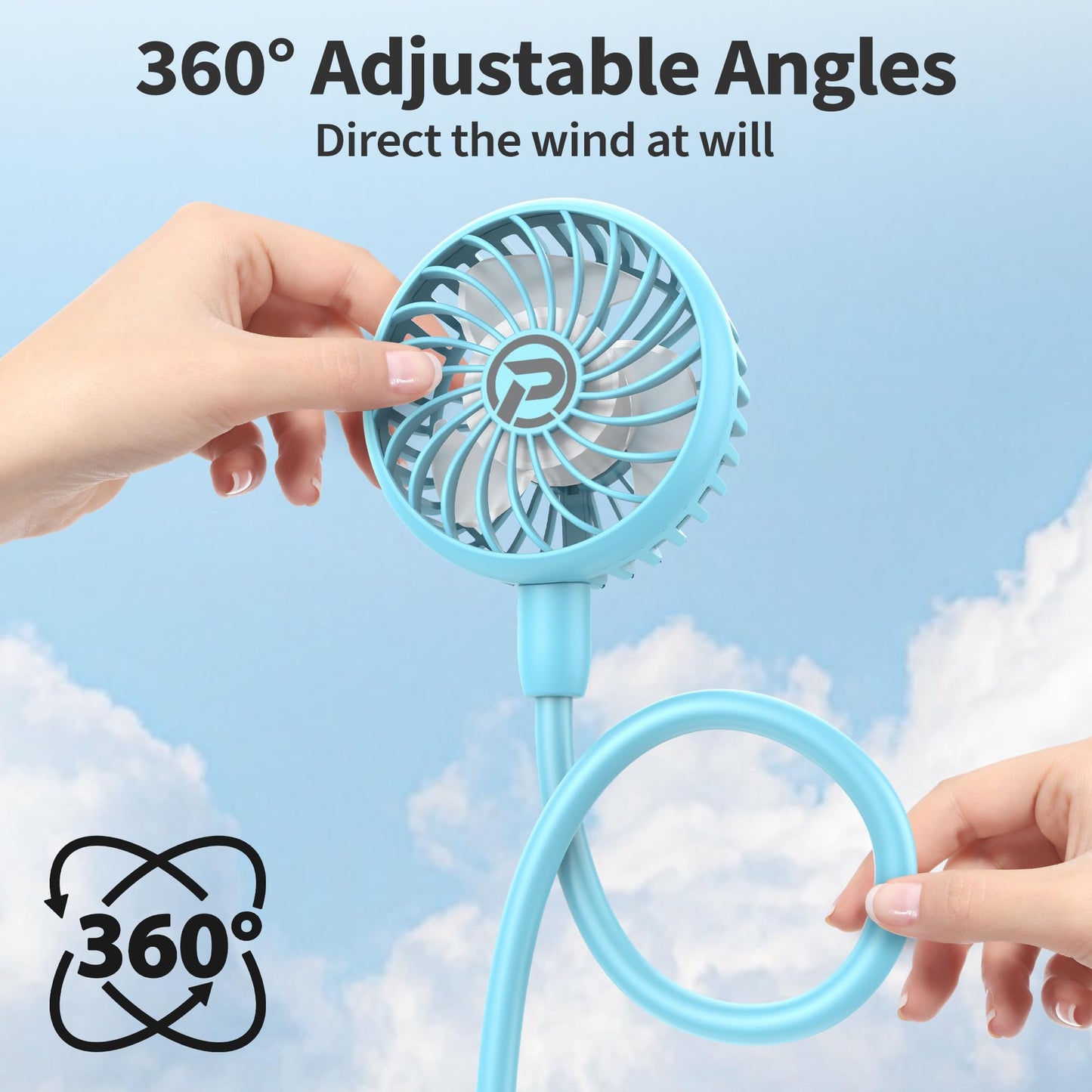 PANERGY Portable Neck Fan Rechargeable Hand Free Personal Fan Mini Wearable Battery Operated USB Fan for Men Women Kids Sport Work Travel