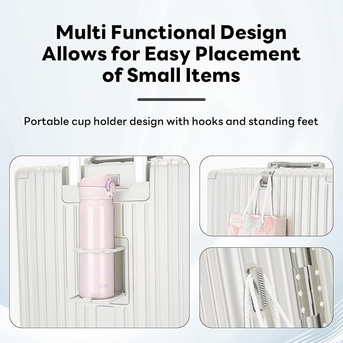 20 Inch Carry On Luggage Suitcase TSA Locks Approved Hardside Lightweight Suitcase With Cup Holder Carry-On Luggage With USB Port Zipperless Design Airline-Approved 360° 8 Double Spinner Wheels