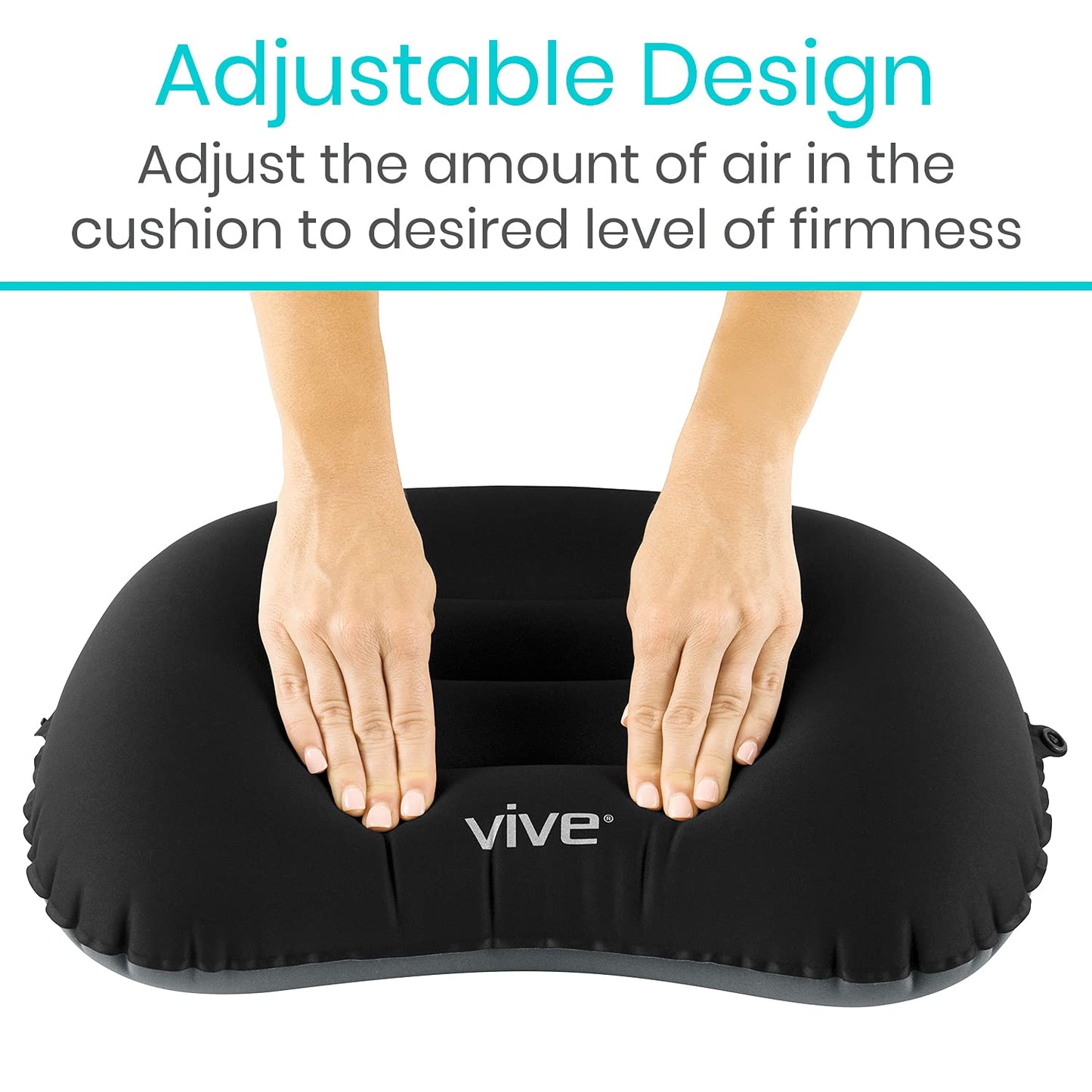 Vive Inflatable Lumbar Pillow - Cushion for Airplane Seat Travel Support - Lower Back Cushion for Car, Office Chair - Adjustable Firm Air Neck Pain, Sciatica Relief - Compact Portable Camping Headrest