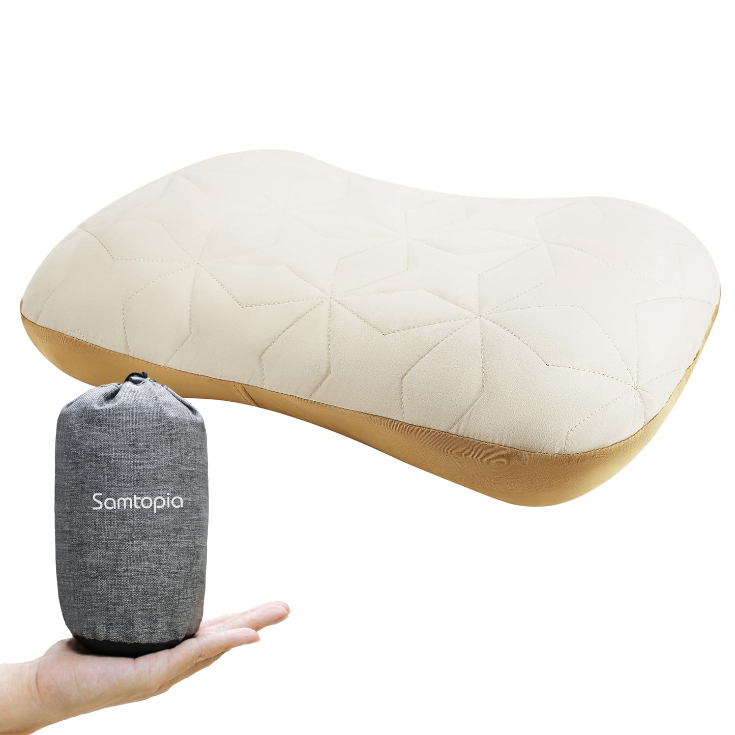 samtopia Inflatable Camping Travel Pillow - Lightweight Backpacking & Hiking Pillow with Removable Cover, Regular Size (17.72"x12.99"x4.72")