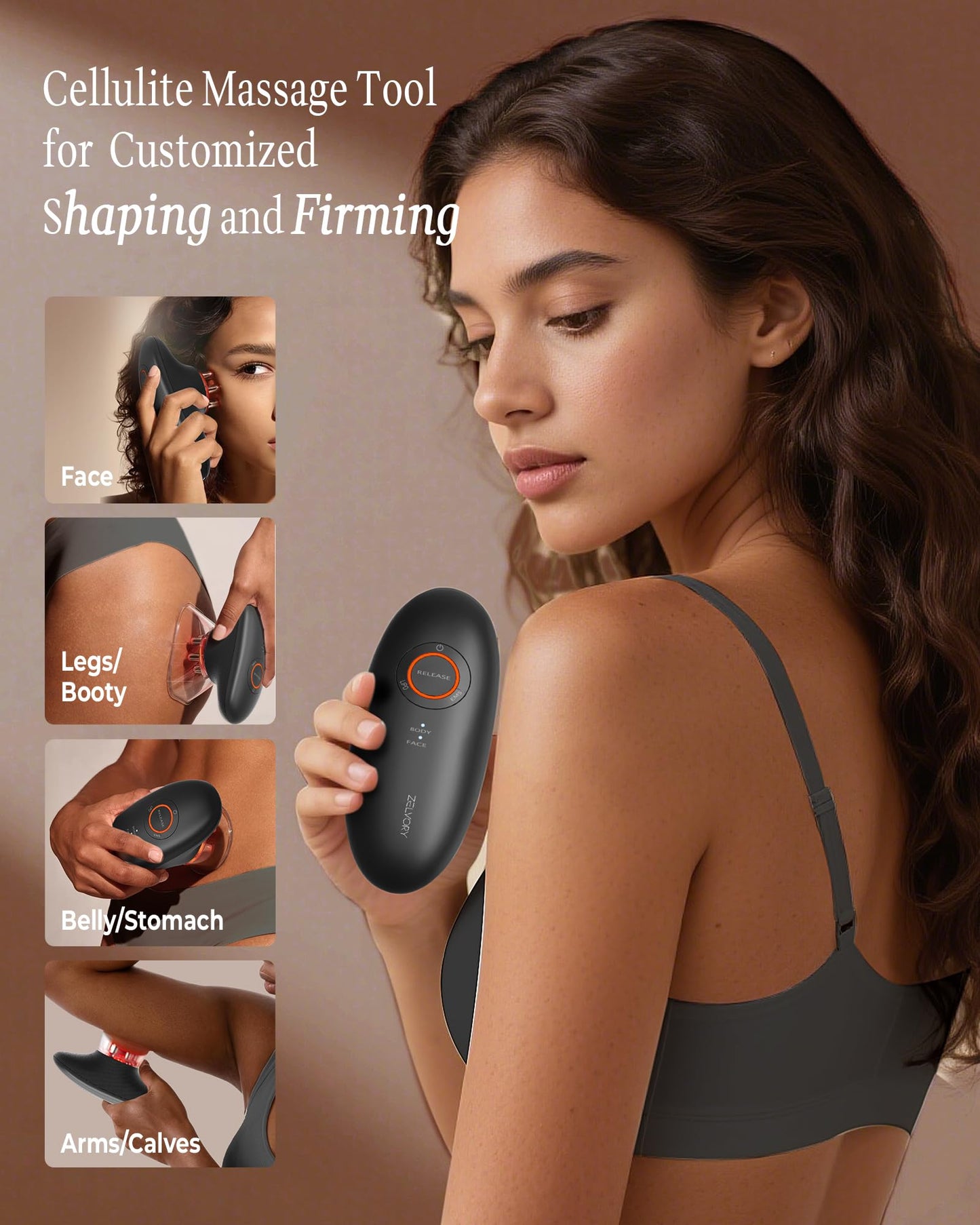 3-in-1 Body Sculpting Machine for Cellulite Remover, Electric Cellulite Massage Tool for Legs Belly Stomach Arms Fat, Home Used Body Sculptor Device with 3 Cups for Skin Tightening, Lymphatic Drainage