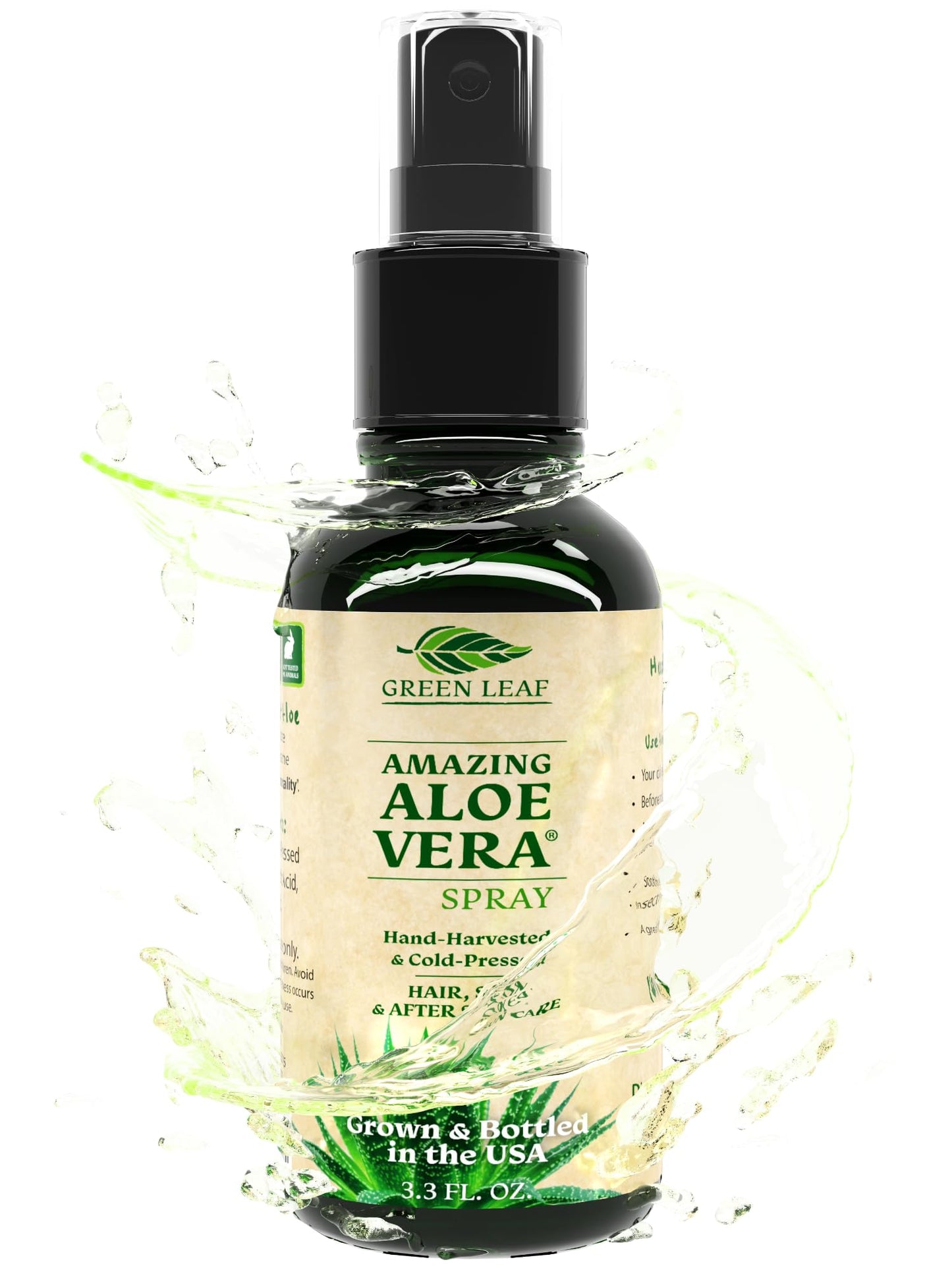 Aloe Vera Spray Bottle Travel Size | Vitamin C, E & A | Skin Care, Hair Spray, Facial Moisturizer, Hair Growth, Facial Cleanser, Sunburn Relief & After Sun Lotion 3.3oz