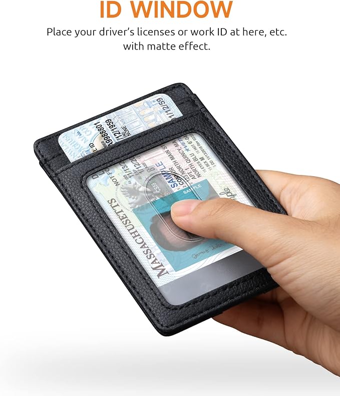 Buffway Mens Slim Wallet, Minimalist Thin Front Pocket Leather Credit Card Holder with RFID Blocking for Work Travel