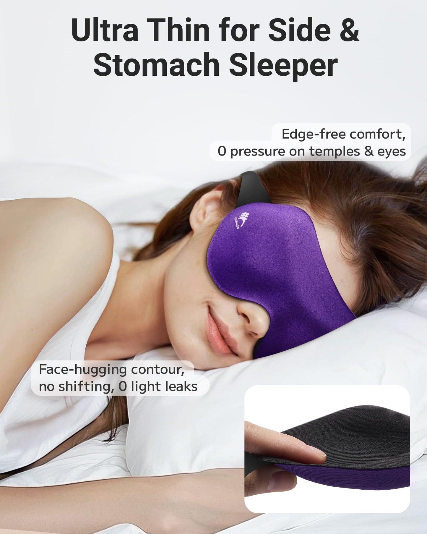 Sleep Eye Mask for Side Sleeper Men Women 3 Pack: 100% Blackout 3D Eye Masks for Sleep - Zero Eye Pressure Sleeping Mask - Airplane Travel Essentials Night Cover for Lash Extensions