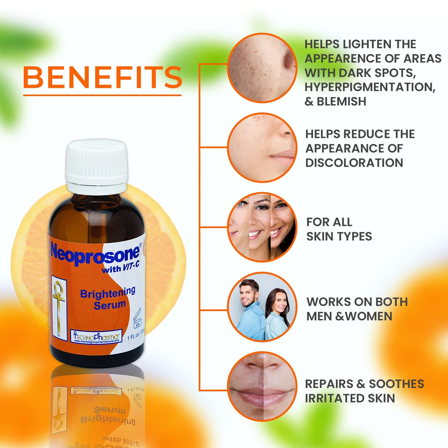 Neoprosone, Vitamin C Serum for Face | 1 Fl oz / 30ml | Brightening Serum For Dark Circle, Wrinkles | with Alpha Arbutin and Castor Oil