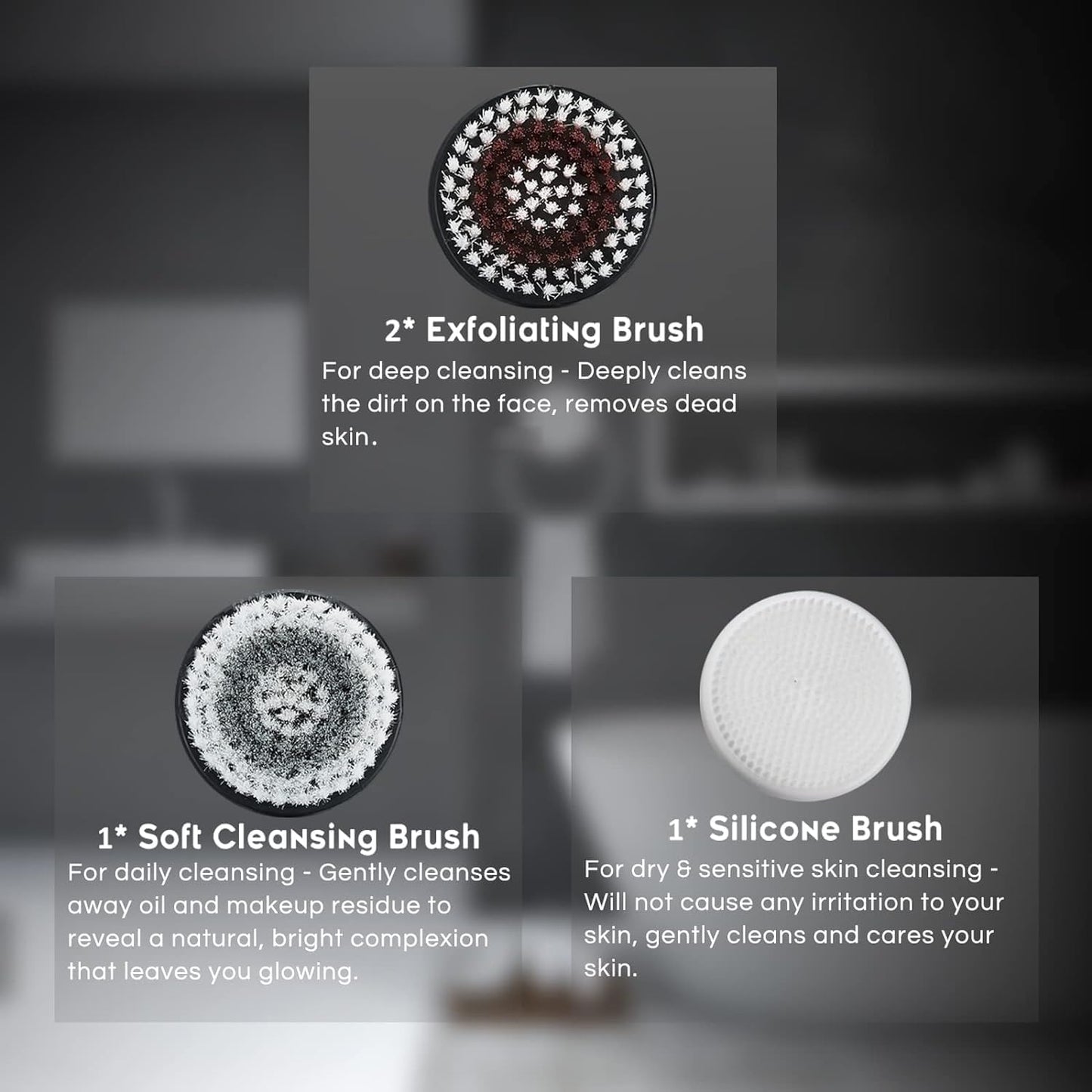 4 Replacement Brush Heads for Model Ga-7266 Facial Cleansing Brush Deep Pore Cleansing Gentle Exfoliating & Remove Blackhead Acne Exfoliating Soft Head Set