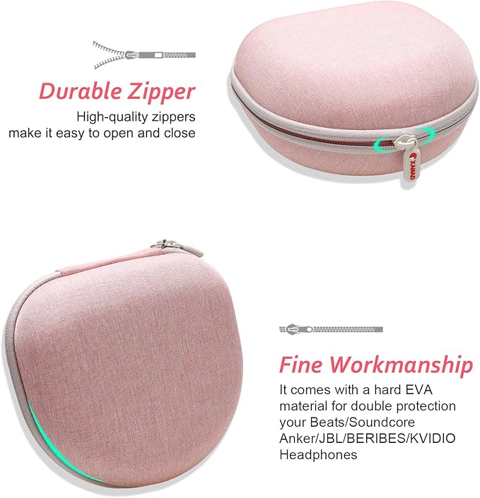 Kids Headphone Case Compatible with iClever BTH12 / HS19 / BTH26 / JBL JR320BT / JoySpark-T5 / Candy Bila BH03 / EarFun/IMYB/MIDOLA MD-B01 / noot Products Foldable Kids Headphones, Pink (Case Only)