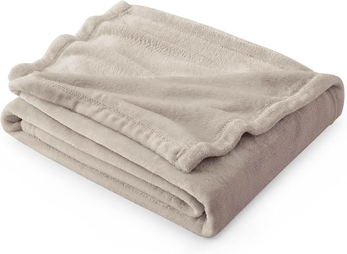 Bedsure GentleSoft Fleece Throw Blanket for Couch Oxford Tan - Lightweight Plush Fuzzy Cozy Soft Blankets and Throws for Sofa, 50x60 inches