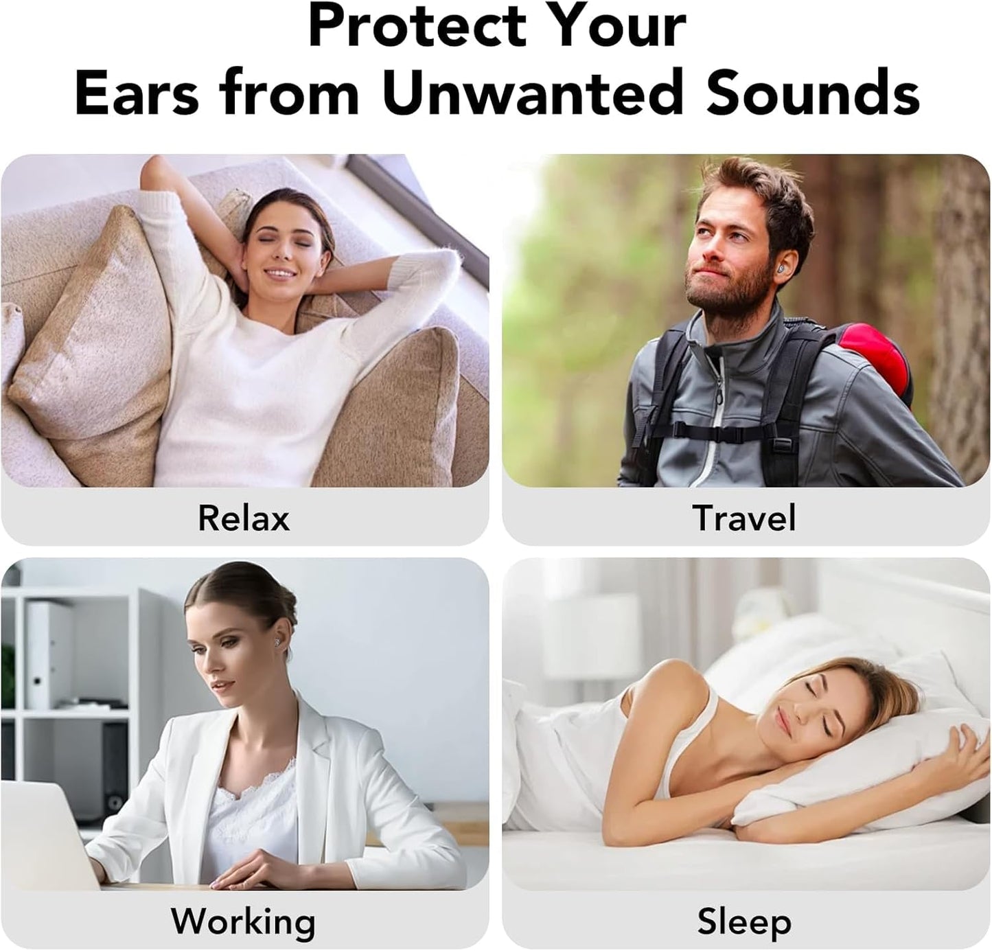 Ear Plugs for Sleeping Noise Cancelling, 45dB Earplugs for Noise Reduction, Reusable Noise Cancelling Ear Plugs Hearing Protection for Focus/Study/Work/Concert, Silicone EarPlugs with Case & 8 Eartips