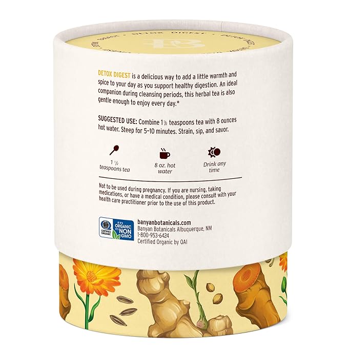 Banyan Botanicals Organic Detox Digest CCF Tea, 2 oz - Herbal Loose Leaf Tea with Turmeric & Ginger for Digestion & Cleansing - Non-GMO, Sustainably Sourced, Caffeine Free