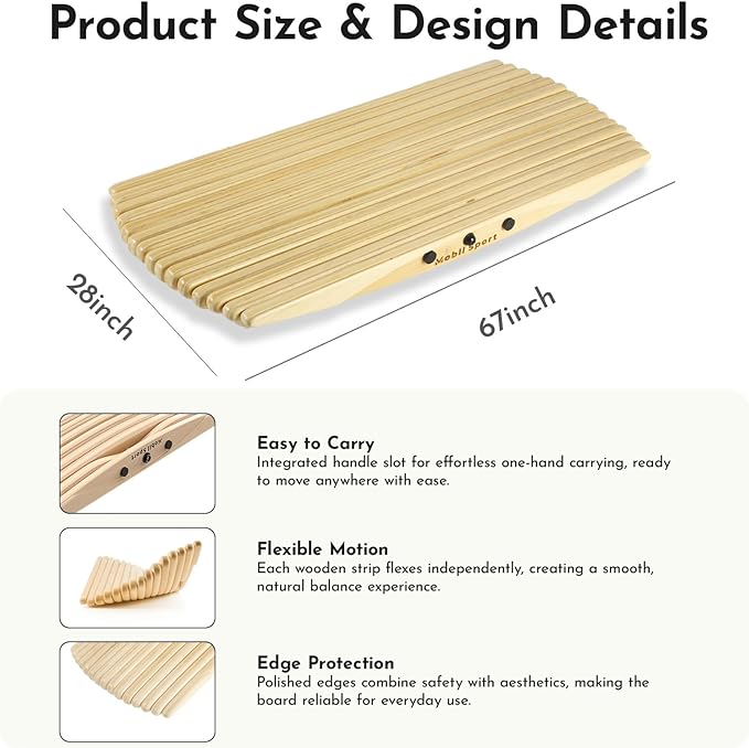 Adult Balance Board for Standing Desk - Anti-Fatigue 360° Rocker Wobble Board for Exercise, Focus & Movement - Sustainable Anti-Slip Flat Standing Board to Simulate Surfing, Skiing & Skateboarding