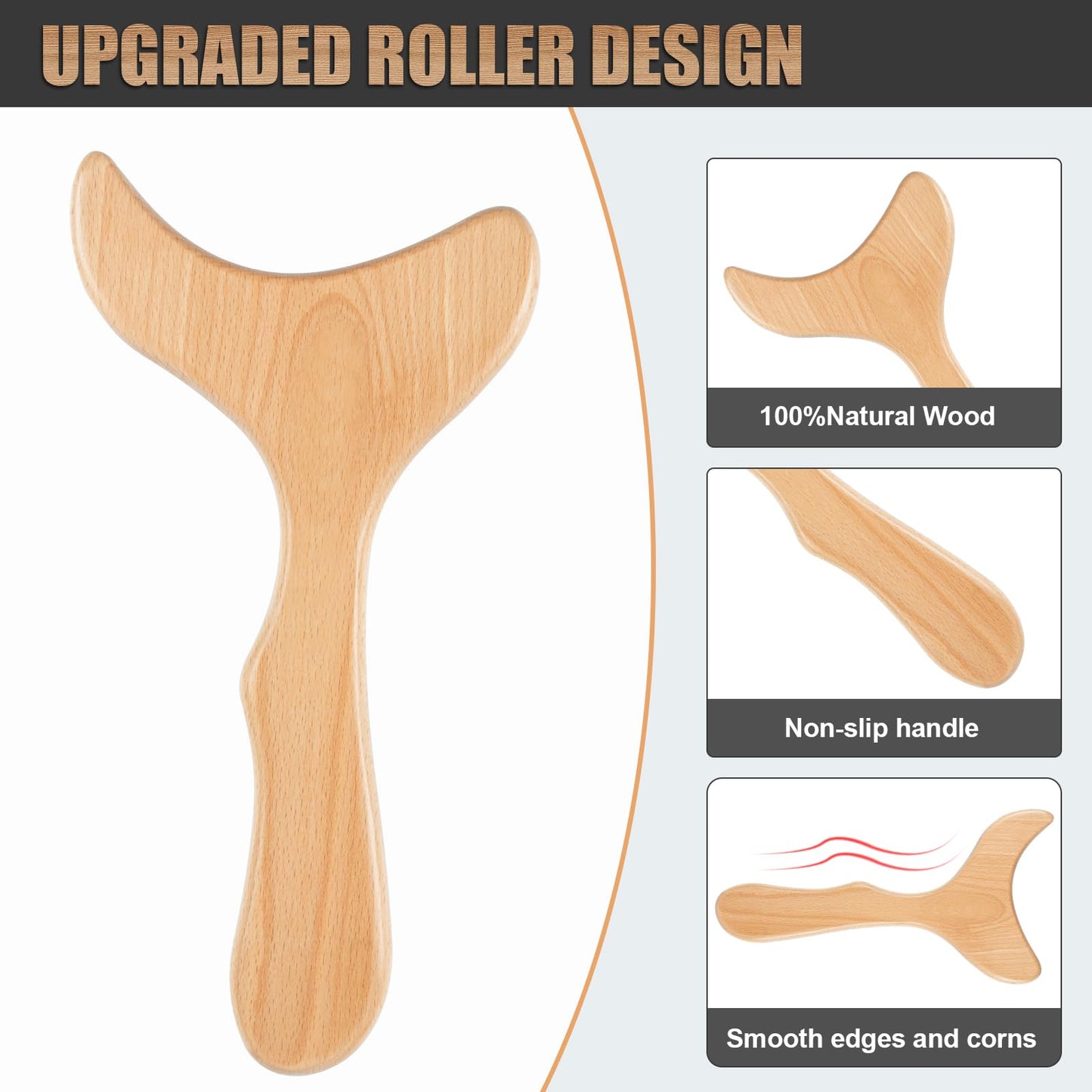 KintKita Wood Therapy Massage Tools,Wooden Lymphatic Drainage Massager, Cellulite Remover Body Sculpting Tool for Cellulite Reduction,Muscle Tension Release,Body Contouring-12 * 6 in