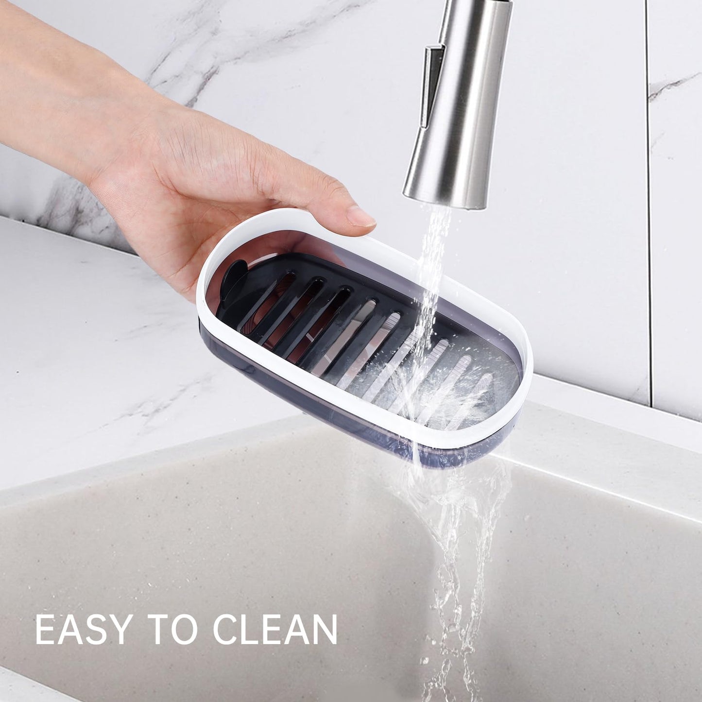 Travel Case for Kitsch Shampoo bar, Shampoo Bar Holder, Travel Soap Container, Large Soap Box, Soap Dish with Draining Layer, Case for Bathroom (Black, 1 Pack)