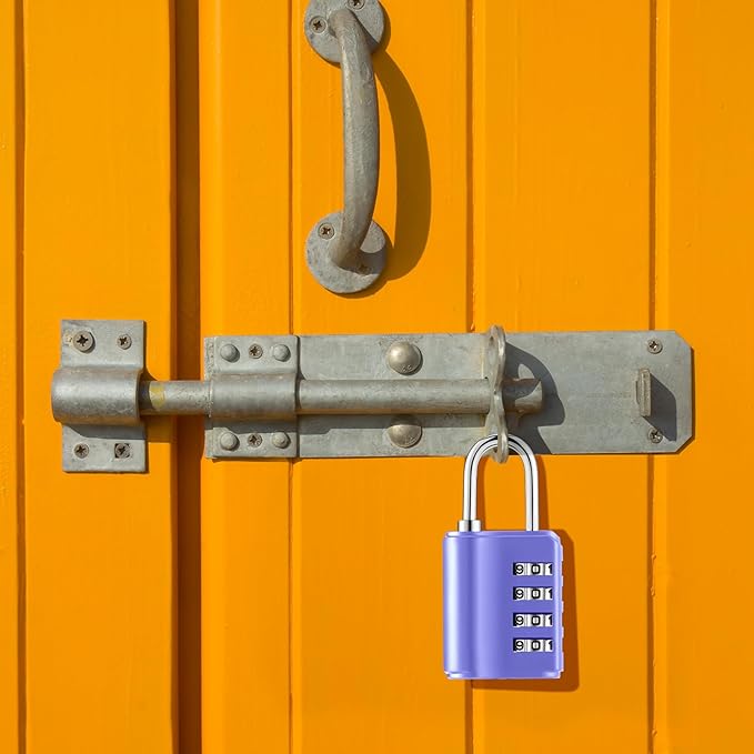 Kenning 10 Pcs Combination Padlock 4 Digit Combination Lock with Keys Locker Resetable Security Outdoor Waterproof Lock for School Sports Gym Locker Employee Fence Case (Purple)