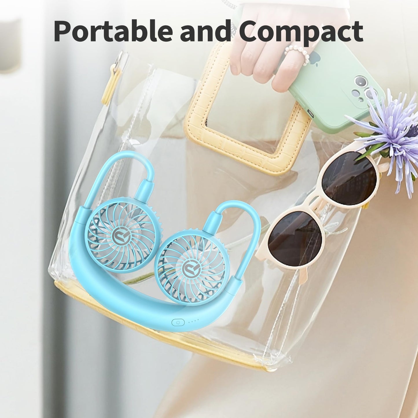 PANERGY Portable Neck Fan Rechargeable Hand Free Personal Fan Mini Wearable Battery Operated USB Fan for Men Women Kids Sport Work Travel