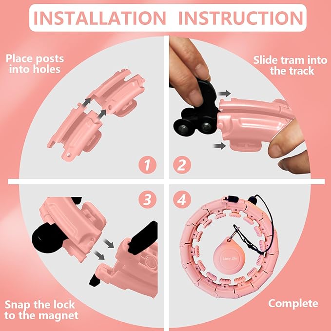 30/12 Knots, Upgraded Magnetic Lock Weighted Hula Hoop for Adults Weight Loss, Infinity Hoop Plus Size, Children Adults Home Outdoors, Fitness Exercise, Abdominal Toner